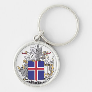 Coat of Arms of Iceland Mythical Guardians Art Key Ring