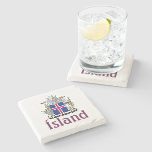 Coat of Arms of Iceland Stone Coaster