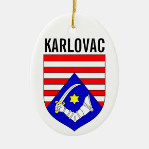 Coat of Arms of Karlovac County, Croatia Ceramic Ornament
