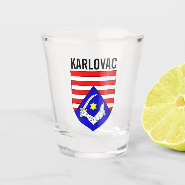 Coat of Arms of Karlovac County, Croatia Shot Glass (Front)