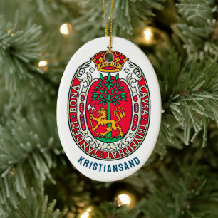 Coat of Arms of Kristiansand, NORWAY Ceramic Ornament