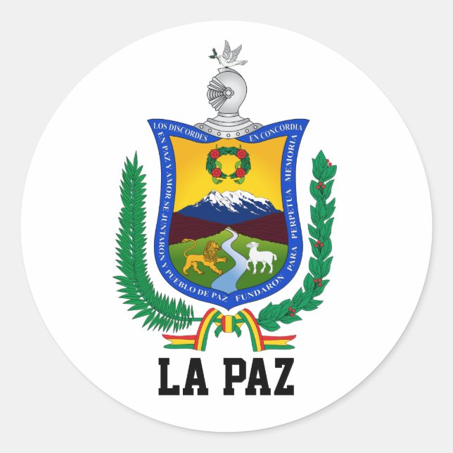Coat of Arms of La Paz, Bolivia Classic Round Sticker (Front)
