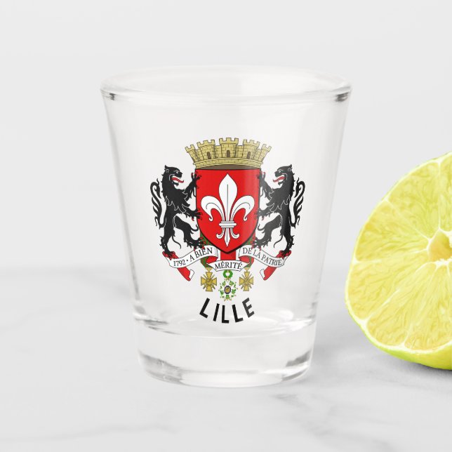 Coat of arms of Lille, France Shot Glass (Front)