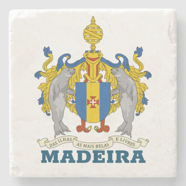 Coat of Arms of Madeira, Portugal Stone Coaster (Front)