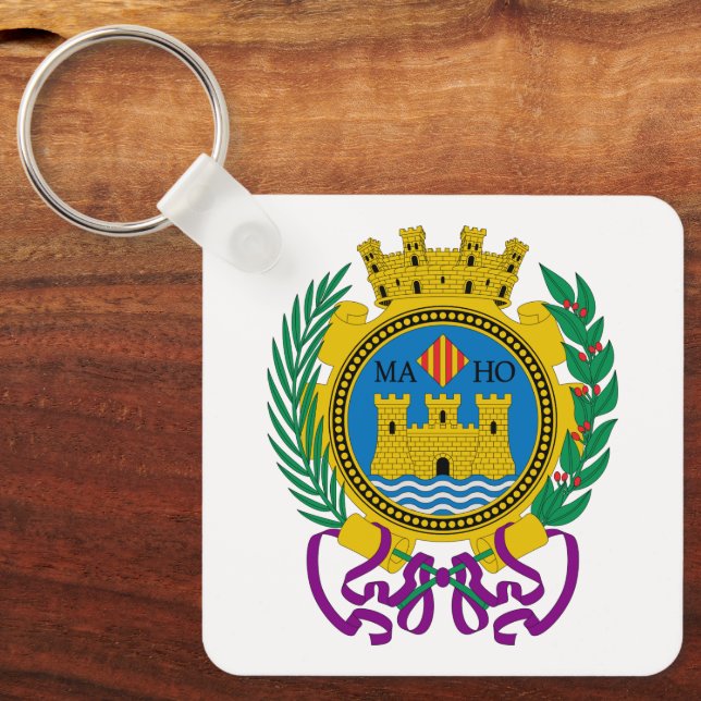 Coat of Arms of Mahón, Menorca Key Ring (Front)