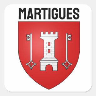 Coat of Arms of Martigues, France Square Sticker