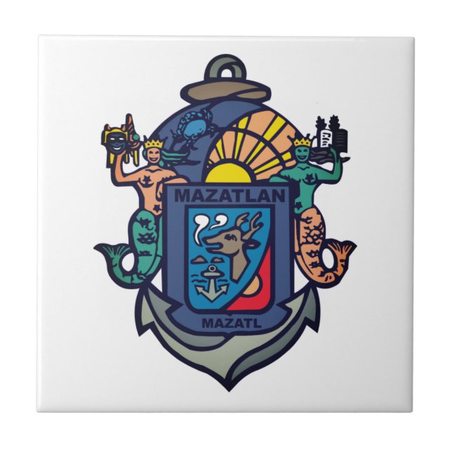 Coat of Arms of Mazatlán, Sinaloa (MX) Ceramic Tile (Front)