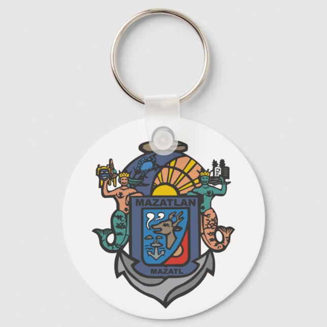 Coat of Arms of Mazatlán, Sinaloa (MX) Key Ring (Front)