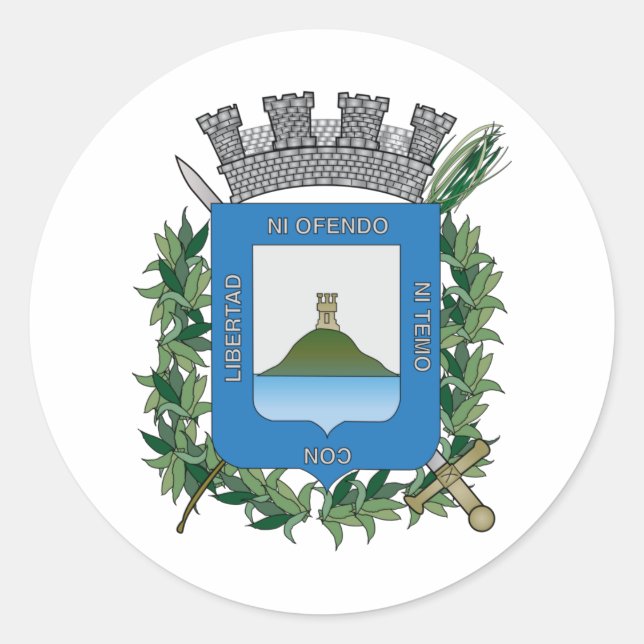 Coat of Arms of Montevideo, Uruguay Classic Round Sticker (Front)