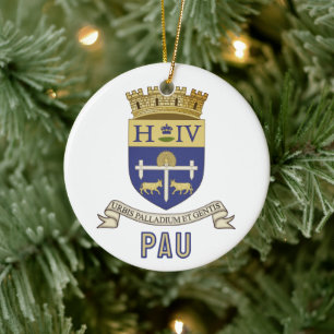 Coat of Arms of Pau, Pyrénées-Atlantiques (FRANCE) Ceramic Ornament