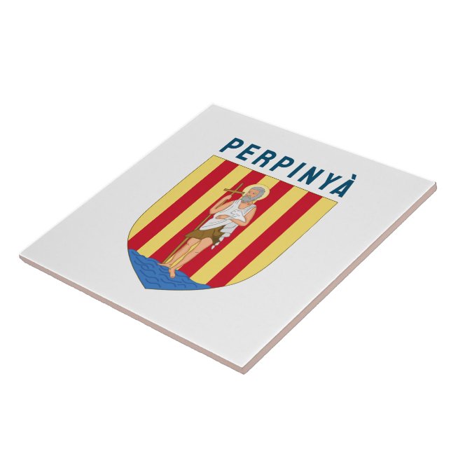 Coat of Arms of Perpignan, FRANCE Ceramic Tile (Side)