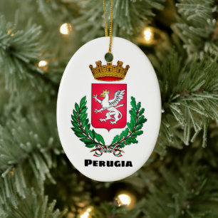 Coat of Arms of Perugia, Italia Ceramic Ornament