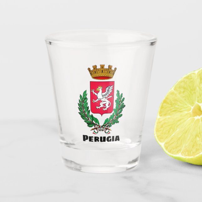 Coat of Arms of Perugia, Italia Shot Glass (Front)