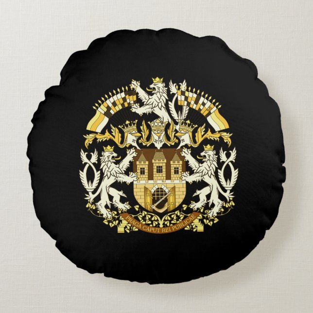 Coat of Arms of Prague Round Cushion (Front)