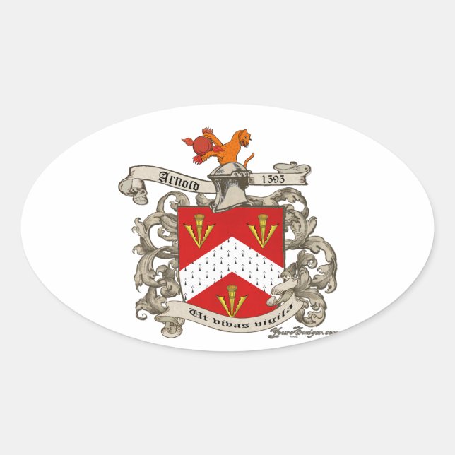 Coat of Arms of Richard Arnold of Dorset, England Oval Sticker (Front)