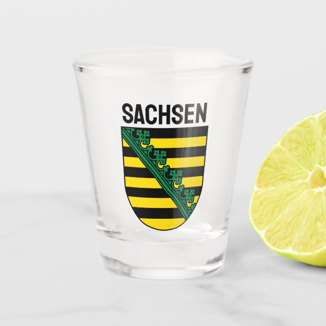 Coat of Arms of Sachsen (Saxony), GERMAN Shot Glass (Front)