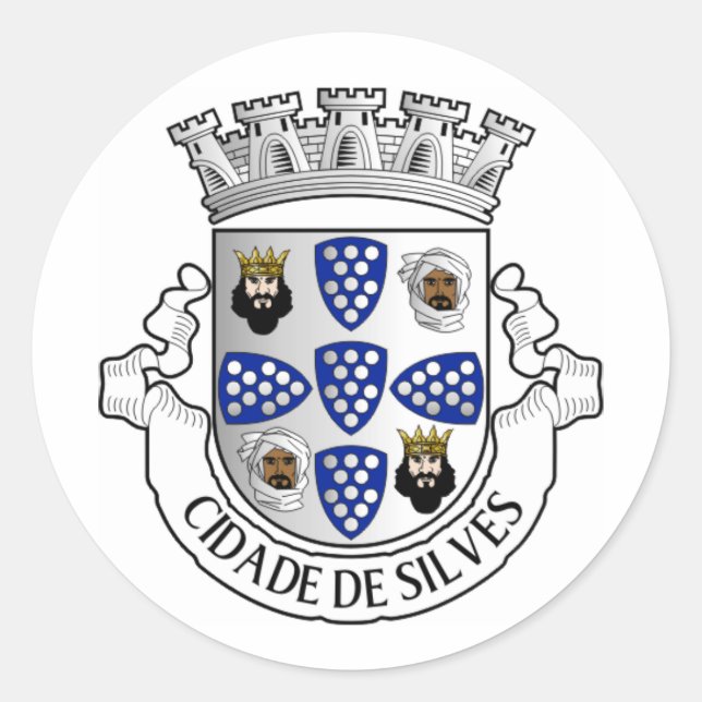Coat of arms of Silves, Portugal Classic Round Sticker (Front)