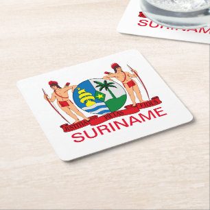 Coat of Arms of Suriname Square Paper Coaster