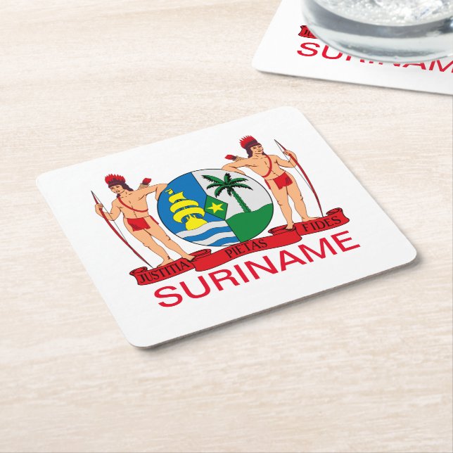 Coat of Arms of Suriname Square Paper Coaster (Angled)