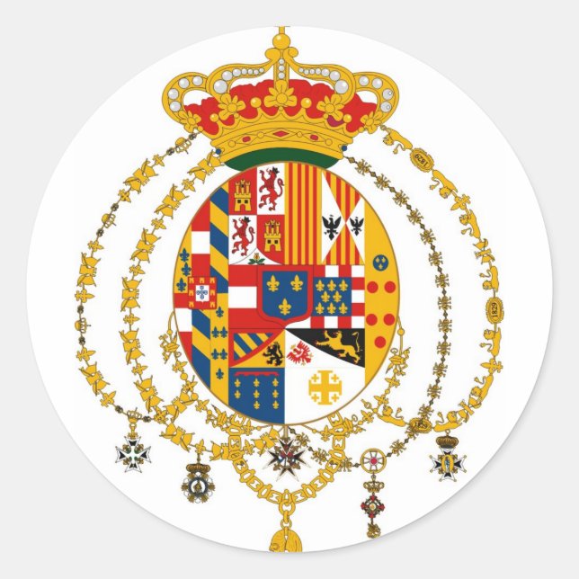 Coat of Arms of the Kingdom of the Two Sicilies Classic Round Sticker (Front)