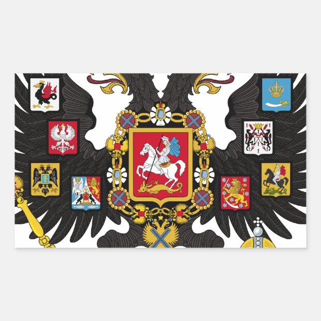 Coat of Arms of the Russian Empire Rectangular Sticker (Front)