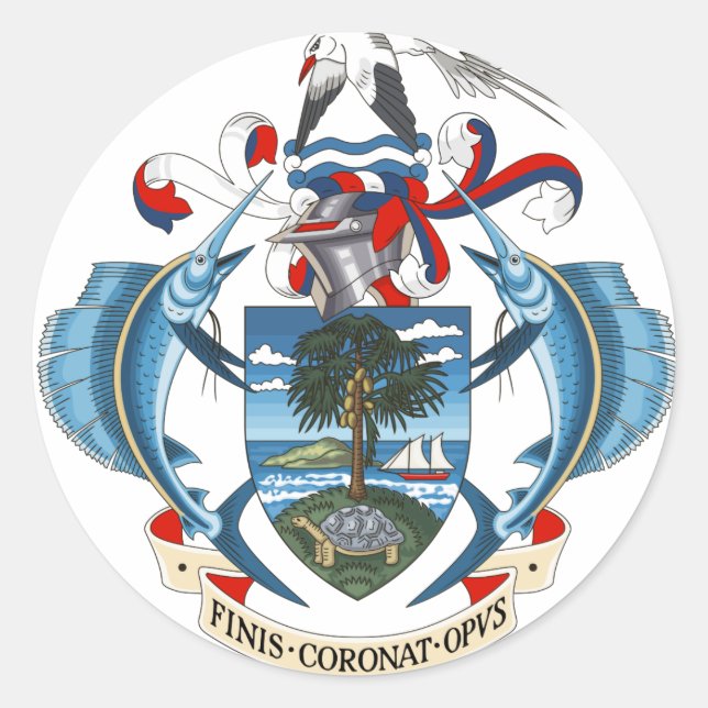 Coat of arms of the Seychelles Classic Round Sticker (Front)