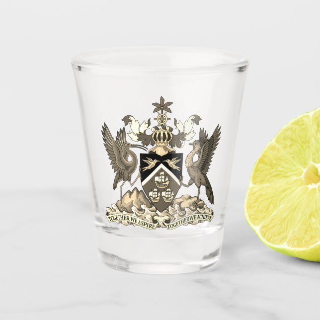 Coat of arms of Trinidad and Tobago Shot Glass (Front)