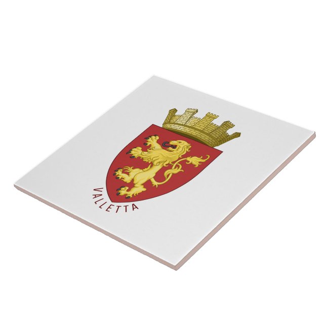 Coat of arms of Valletta, MALTA Ceramic Tile (Side)