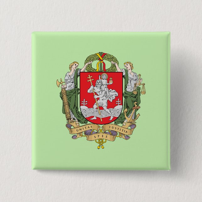 Coat of arms of Vilnius, Lithuania Button (Front)