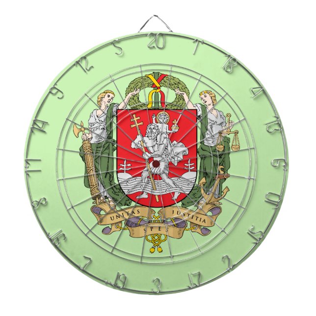 Coat of arms of Vilnius, Lithuania Dart Board (Front)