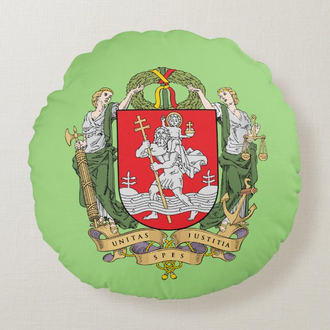 Coat of arms of Vilnius, Lithuania Round Pillow (Front)