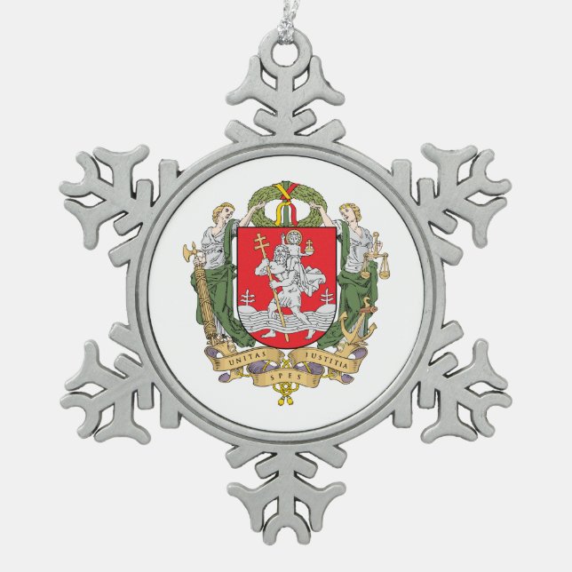 Coat of arms of Vilnius, Lithuania Snowflake Pewte Pewter Christmas Ornament (Front)
