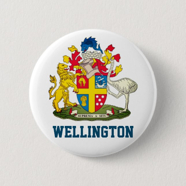 Coat of Arms of Wellington, New Zealand 6 Cm Round Badge (Front)