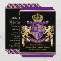 Coat of Arms Purple Gold Lion Emblem Birthday