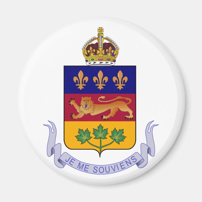 Coat of arms Québec Official Canada Heraldry Logo Magnet (Front)