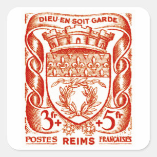 Coat of Arms, Reims France Square Sticker