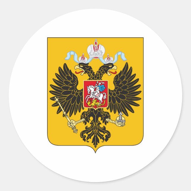 Coat of Arms Russian Empire Official Russia Logo Classic Round Sticker (Front)
