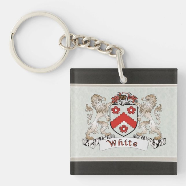 Coat of Arms White last name  Key Ring (Front)