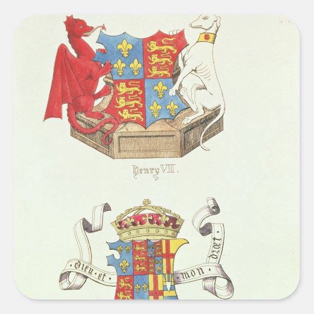 Coats of Arms of Henry VII  and Elizabeth of York Square Sticker (Front)