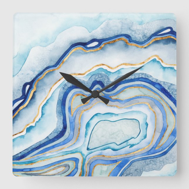 Cobalt Agate II Square Wall Clock (Front)