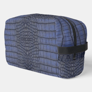 Cobalt Alligator Texture Print Dopp Kit