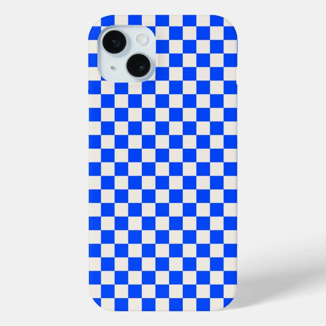Cobalt and cream checkerboard pattern Case-Mate iPhone case (Back)