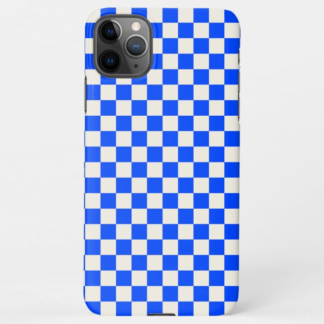 Cobalt and cream checkerboard pattern iPhone case (Back)