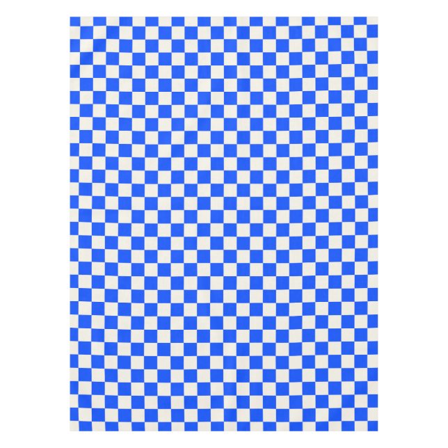 Cobalt and cream chequerboard pattern tablecloth (Front)