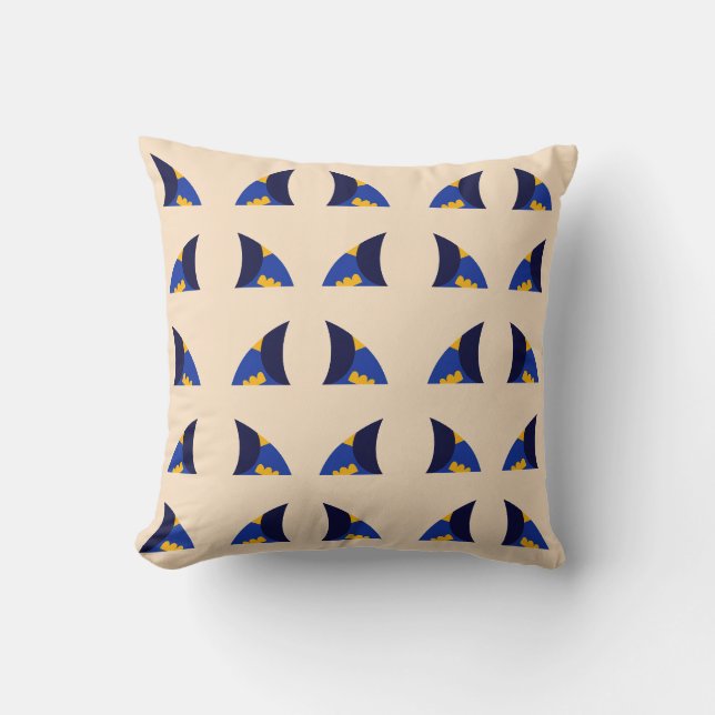 Cobalt Bloom Abstract Geometric Cushion (Front)