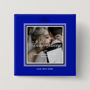 Cobalt blue 50th wedding anniversary button