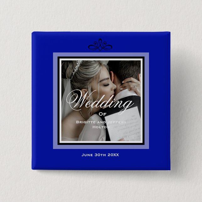 Cobalt blue 50th wedding button (Front)