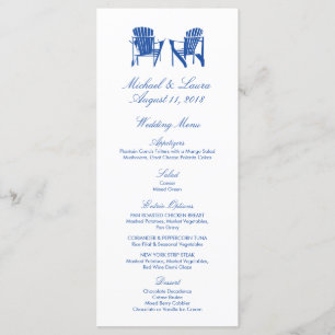Cobalt Blue Adirondack Beach Chairs Wedding Menu