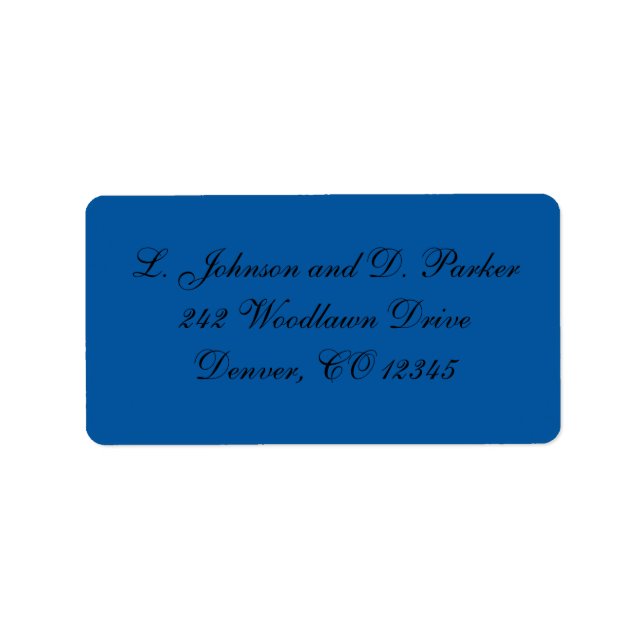 Cobalt Blue and Black Address Label (Front)