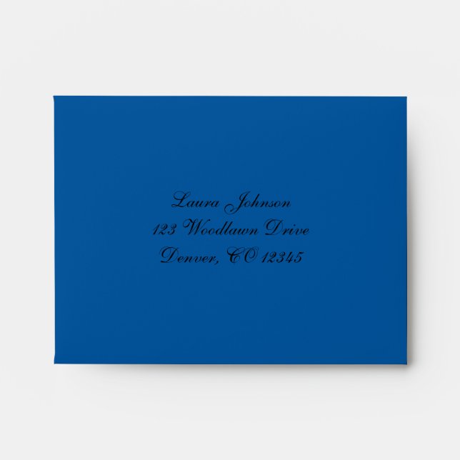 Cobalt Blue and Black Damask A2 Envelope for RSVP (Front)